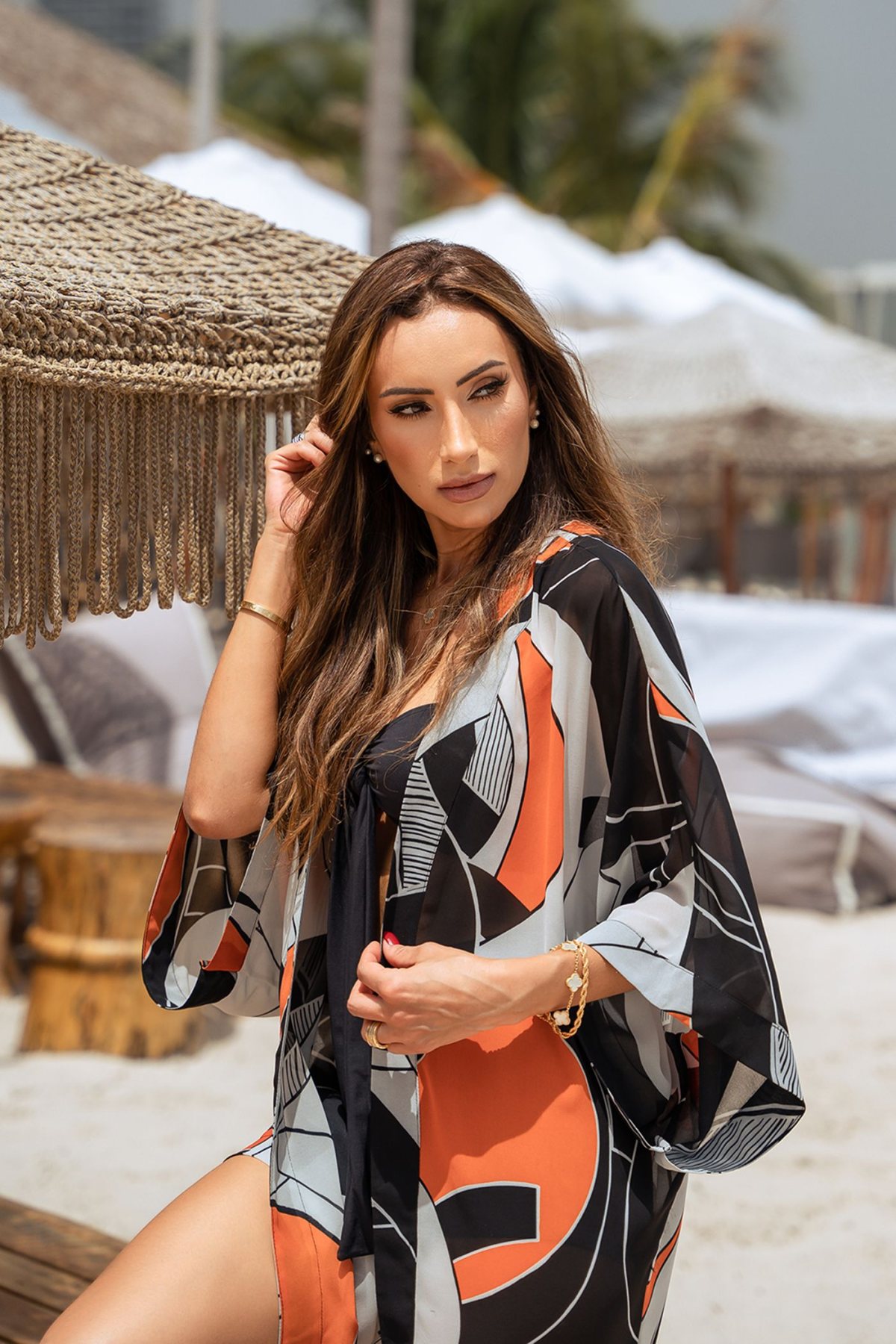 Desenli Kaftan — Turuncu