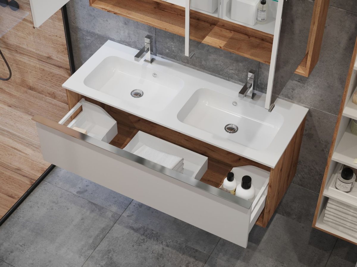 Çift Lavabolu Banyo Dolabı 120 cm
