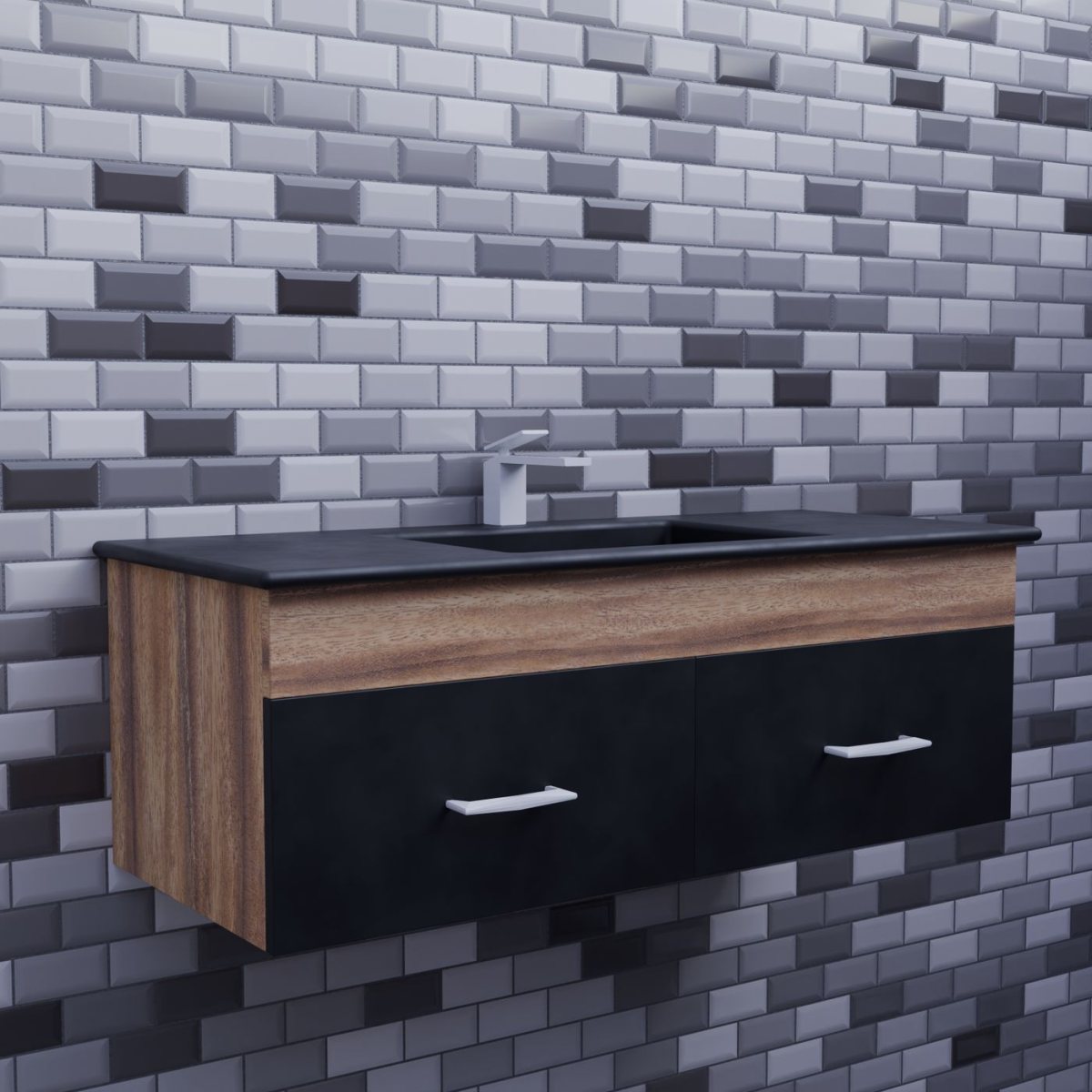 Ahşap Desenli Banyo Dolabı 100 cm