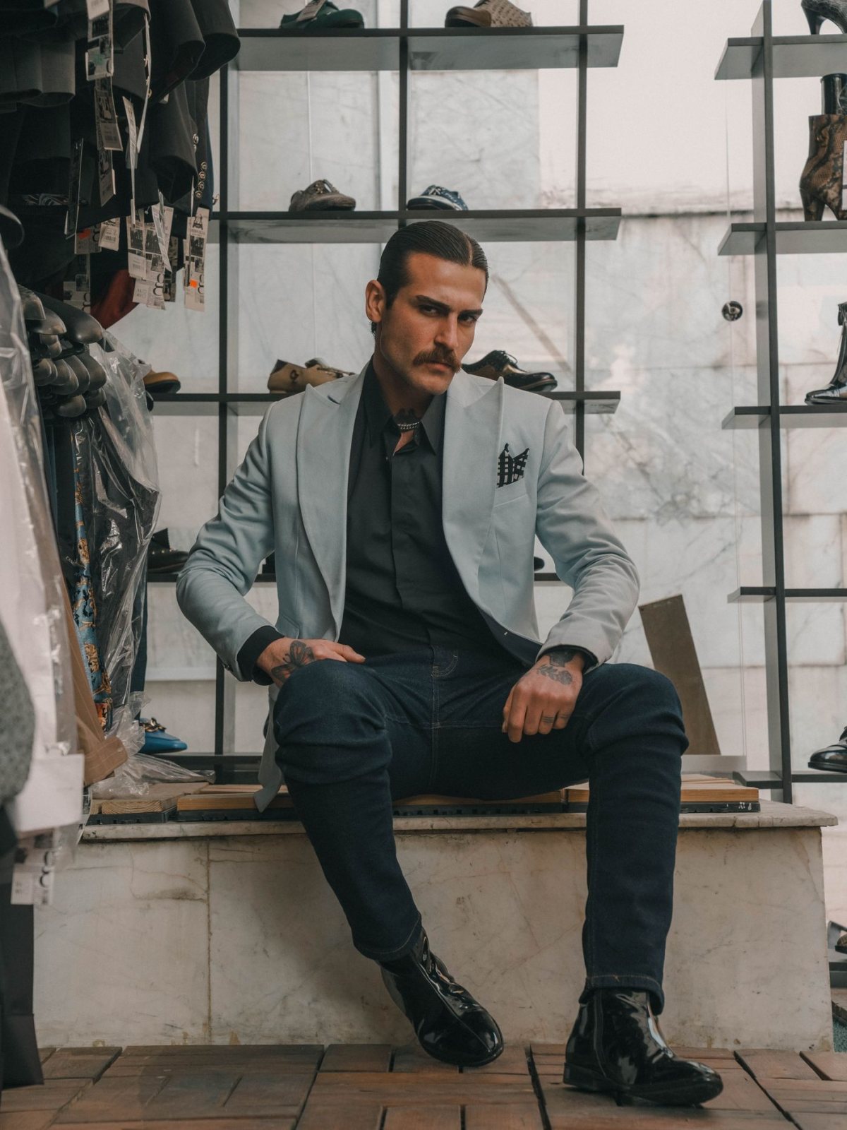 Gri Ekose Blazer