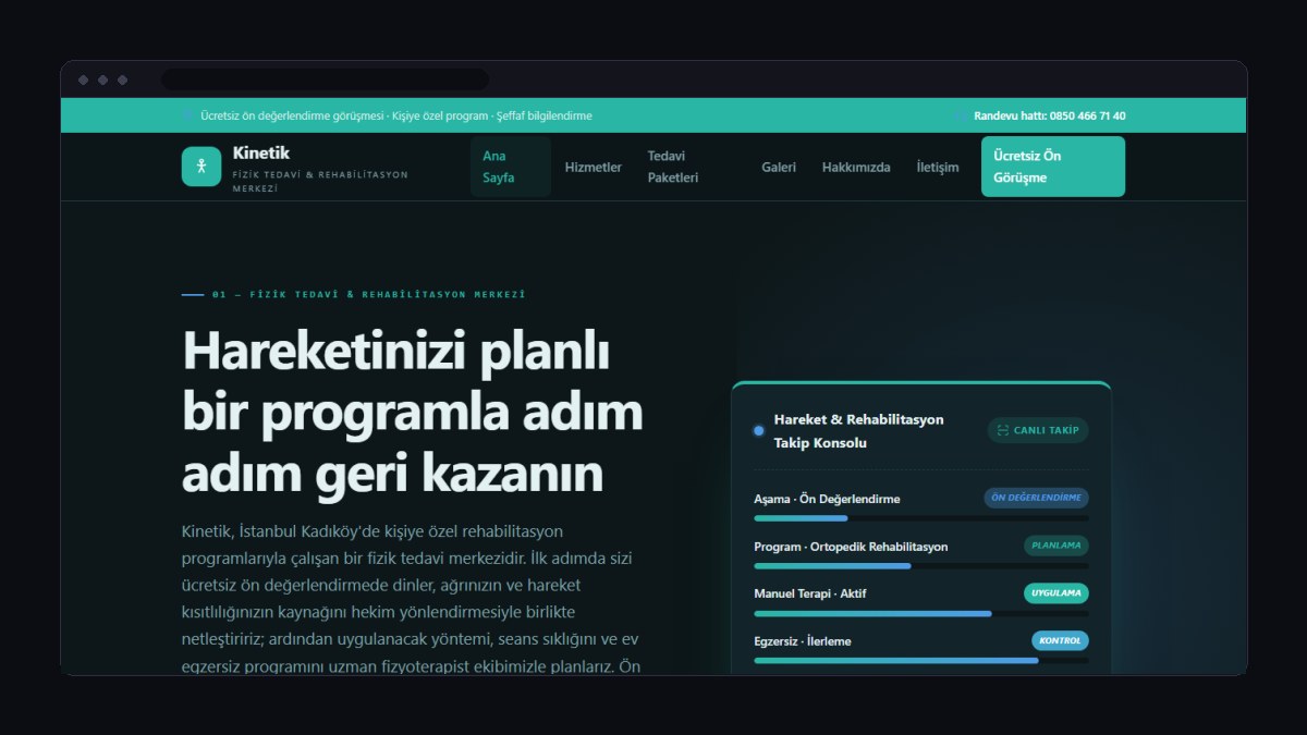 Fizyoterapi ve Rehabilitasyon Merkezi İçin Web Sitesi