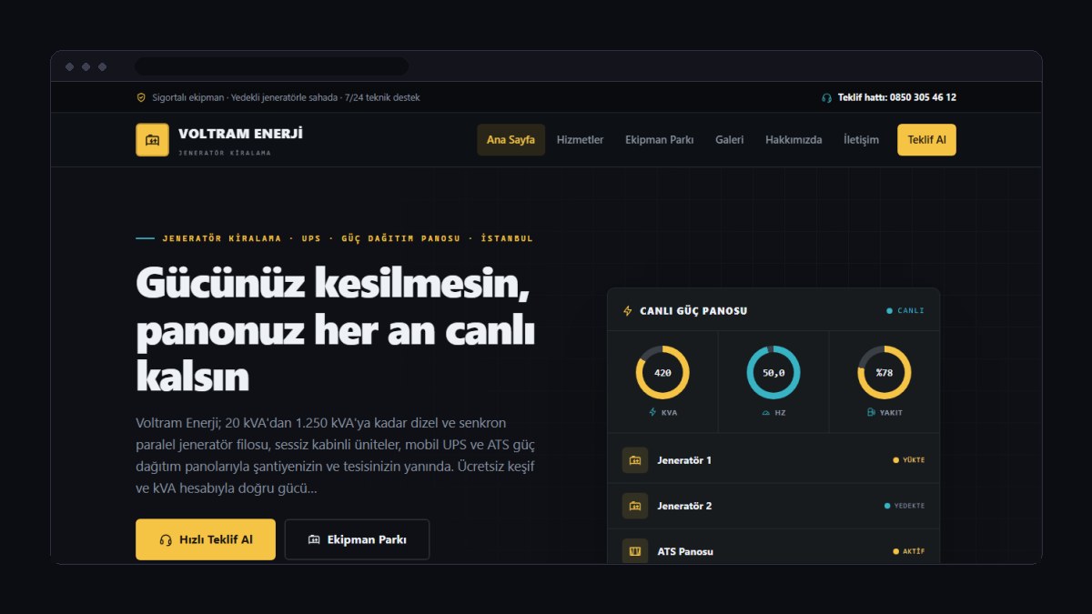Jeneratör ve Ekipman Kiralama İçin Web Sitesi Nasıl Olmalı?