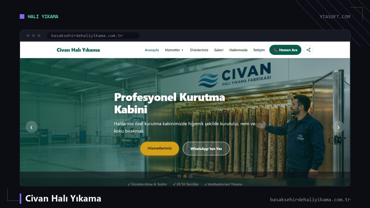 Civan Halı Yıkama web sitesi ekran görüntüsü