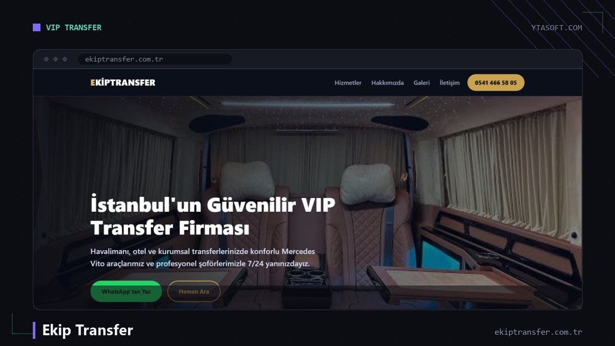 Ekip Transfer web sitesi ekran görüntüsü