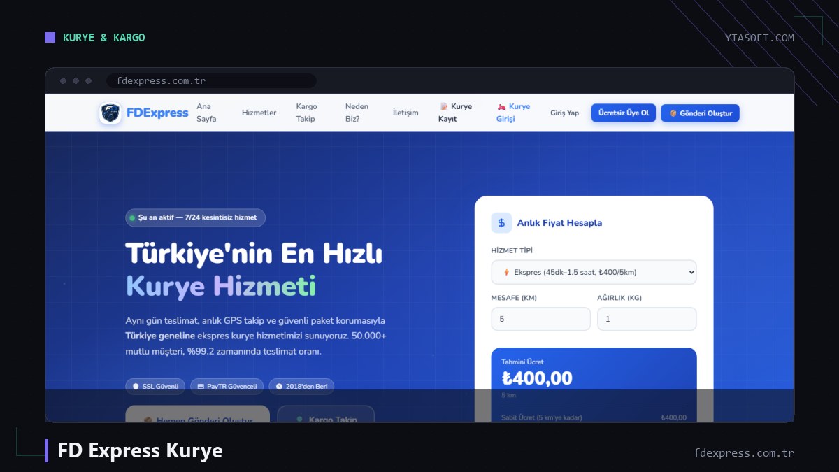 FD Express Kurye web sitesi ekran görüntüsü
