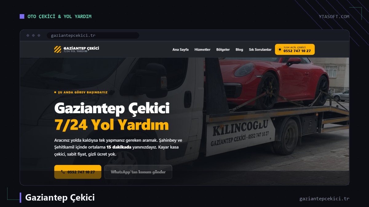 Gaziantep Çekici web sitesi ekran görüntüsü