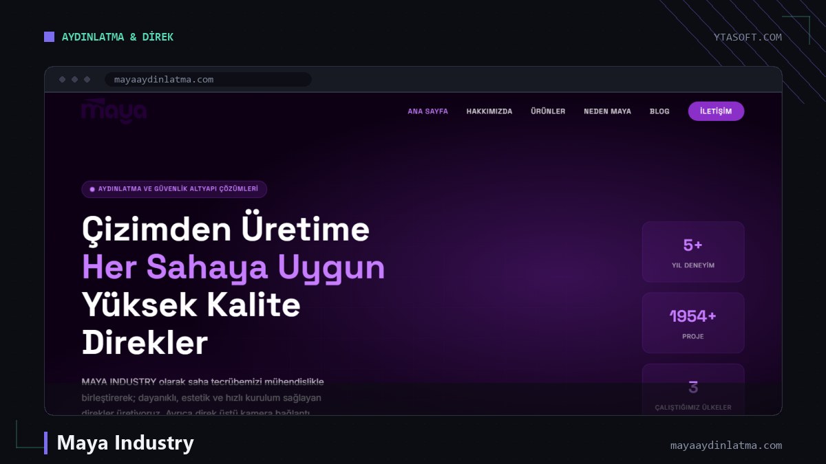 Maya Industry web sitesi ekran görüntüsü
