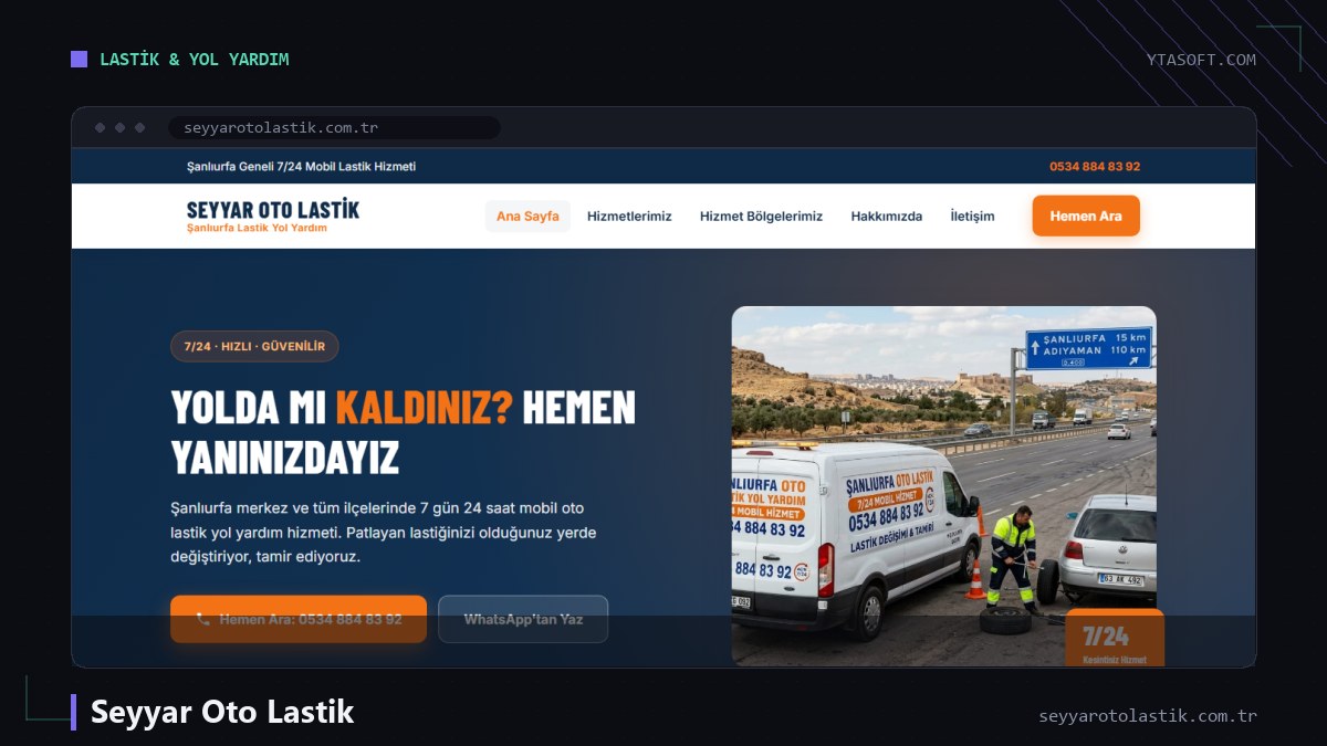 Seyyar Oto Lastik web sitesi ekran görüntüsü