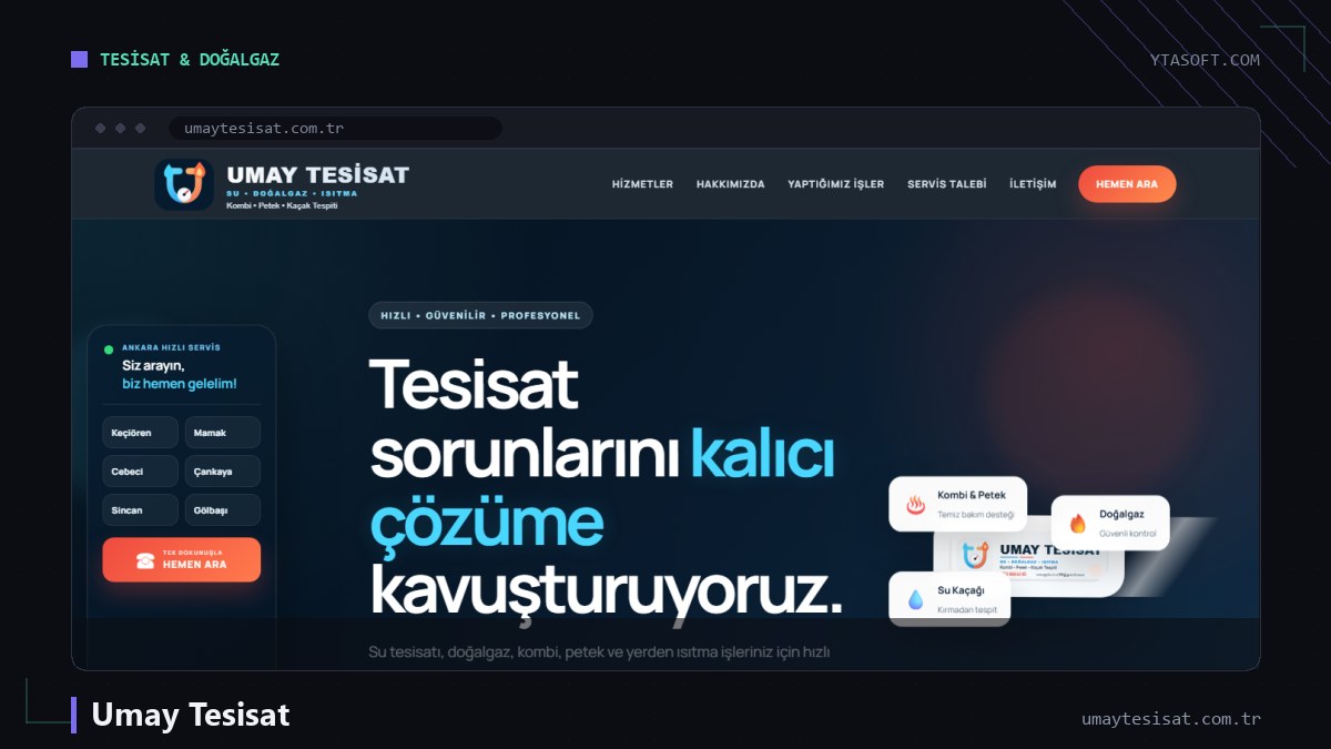 Umay Tesisat web sitesi ekran görüntüsü