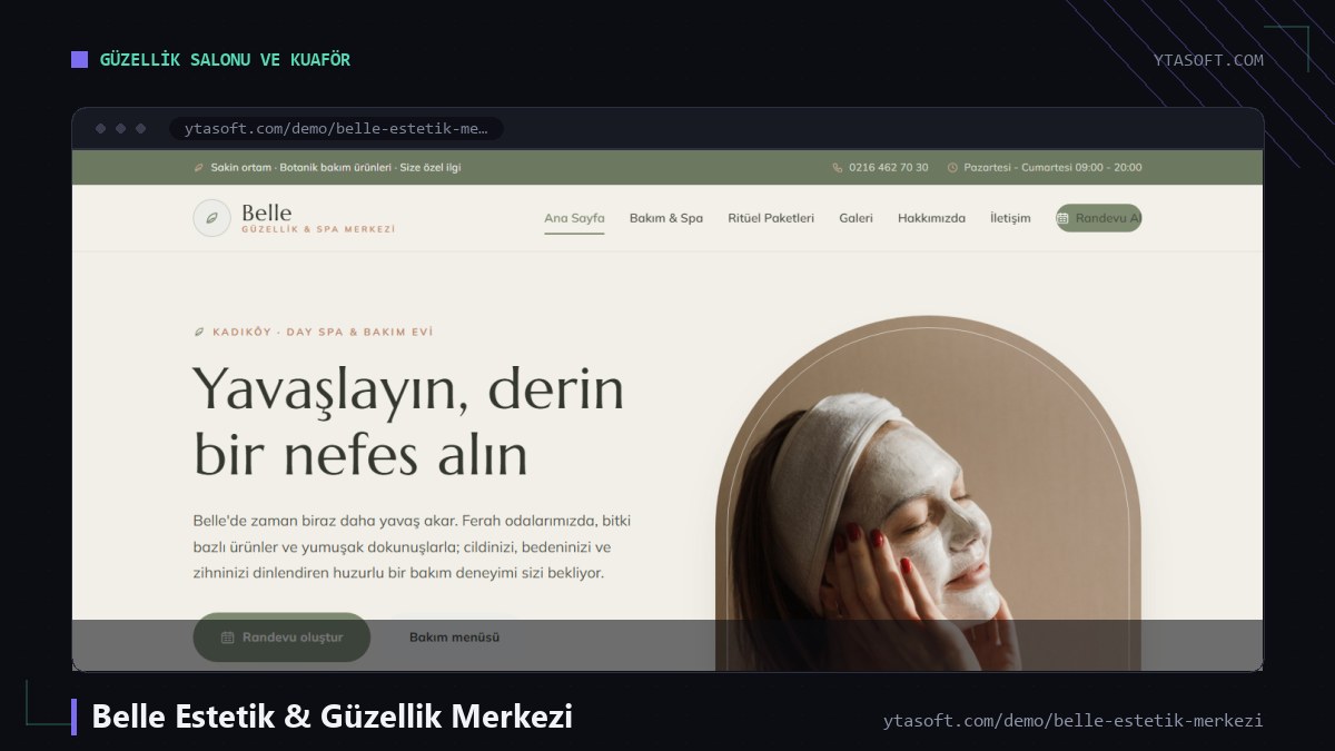 Belle Estetik & Güzellik Merkezi hazır site ekran görüntüsü