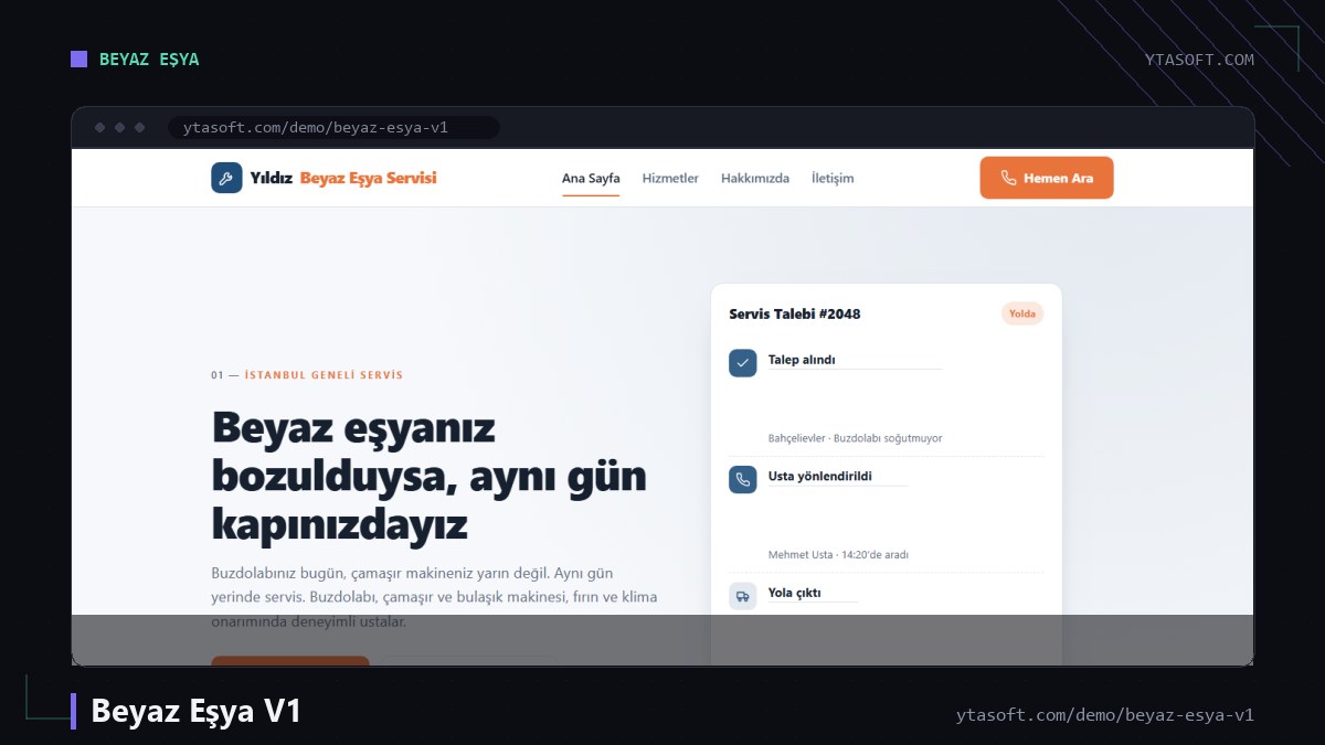 Beyaz Eşya V1 hazır site ekran görüntüsü