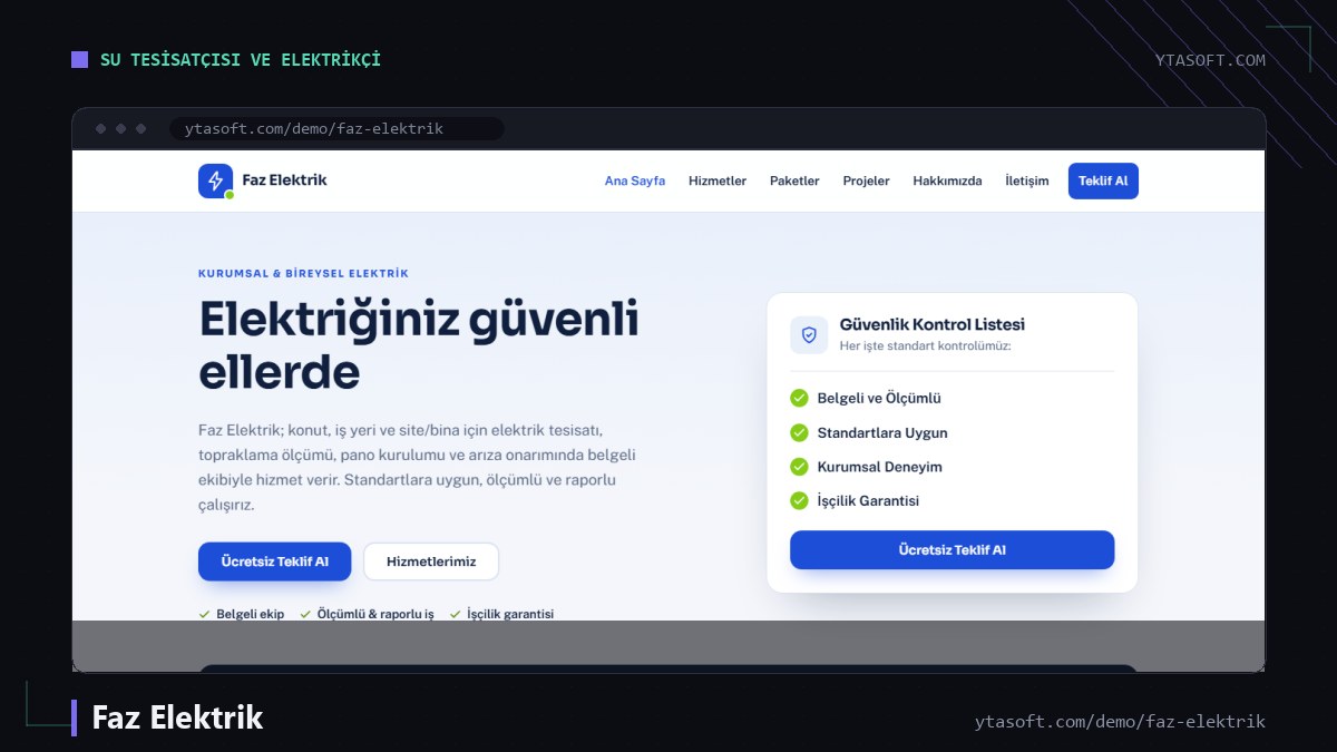 Faz Elektrik hazır site ekran görüntüsü
