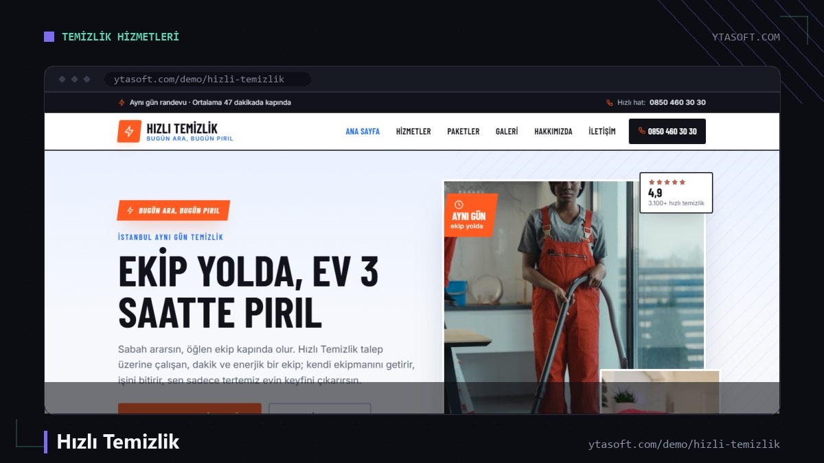 Hızlı Temizlik hazır site ekran görüntüsü