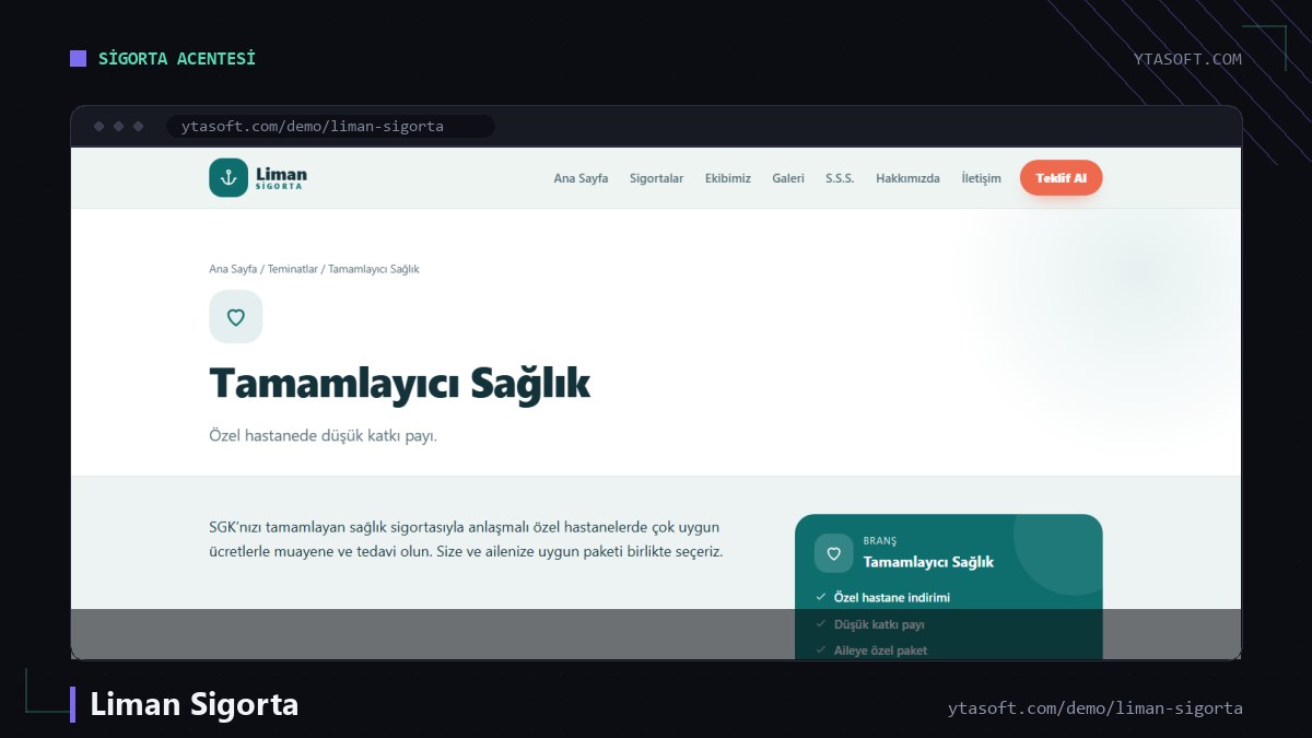 Liman Sigorta hazır site ekran görüntüsü