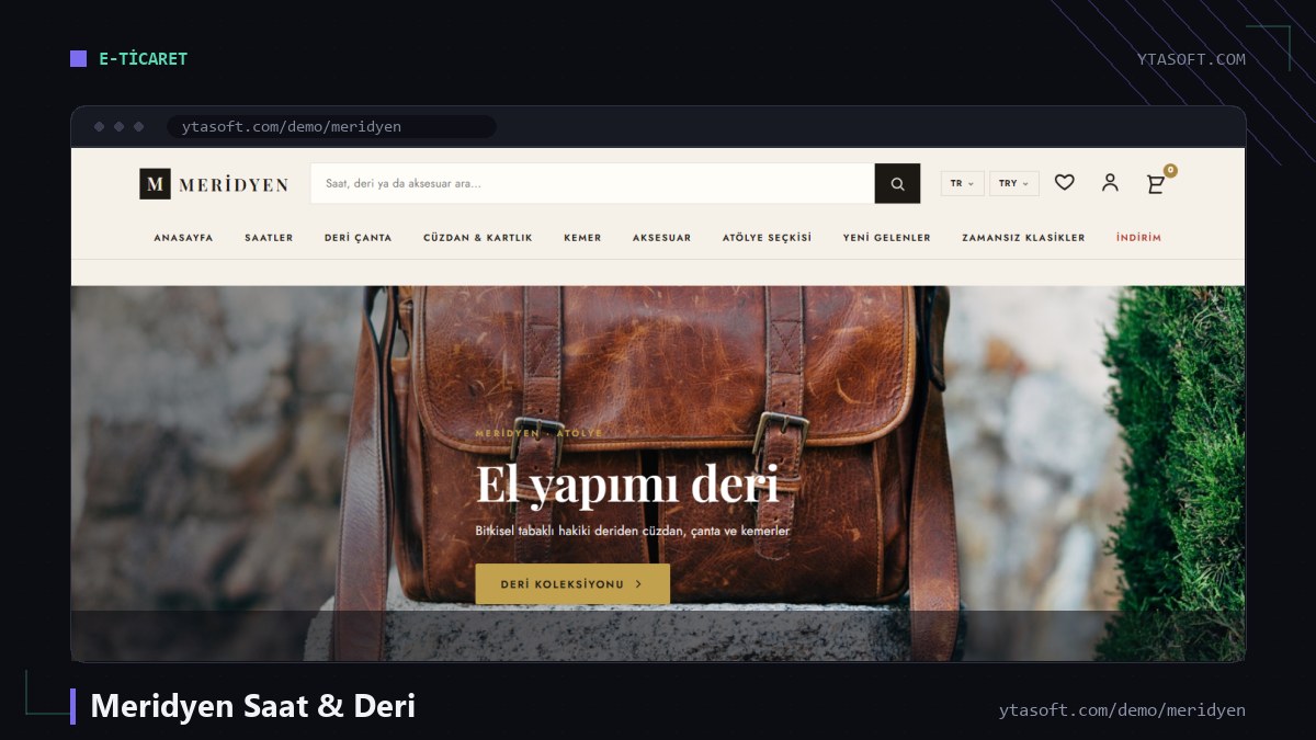 Meridyen Saat & Deri hazır site ekran görüntüsü