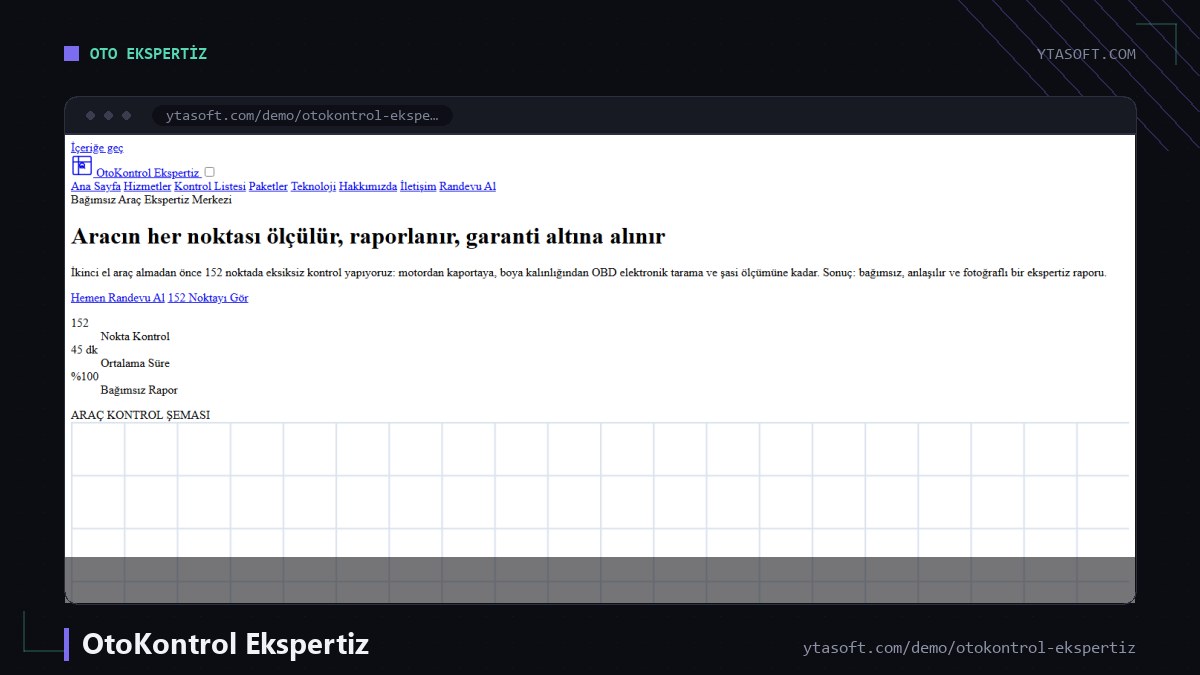 OtoKontrol Ekspertiz hazır site ekran görüntüsü