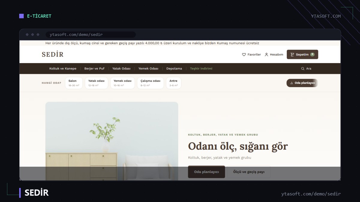 SEDİR hazır site ekran görüntüsü