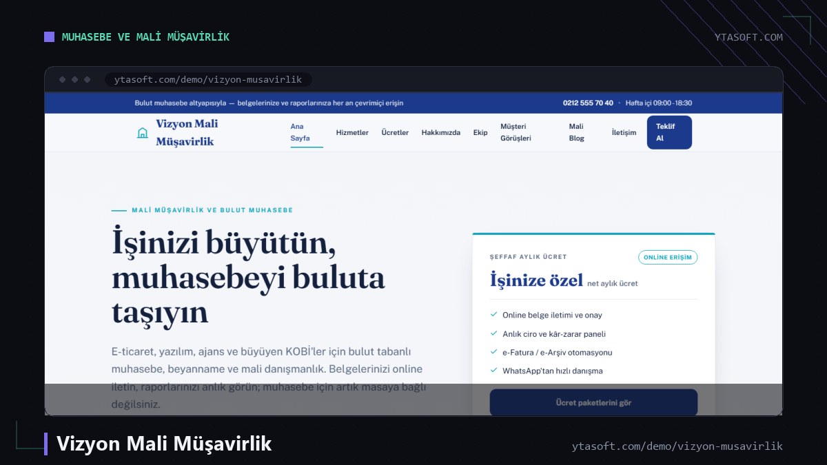 Vizyon Mali Müşavirlik hazır site ekran görüntüsü