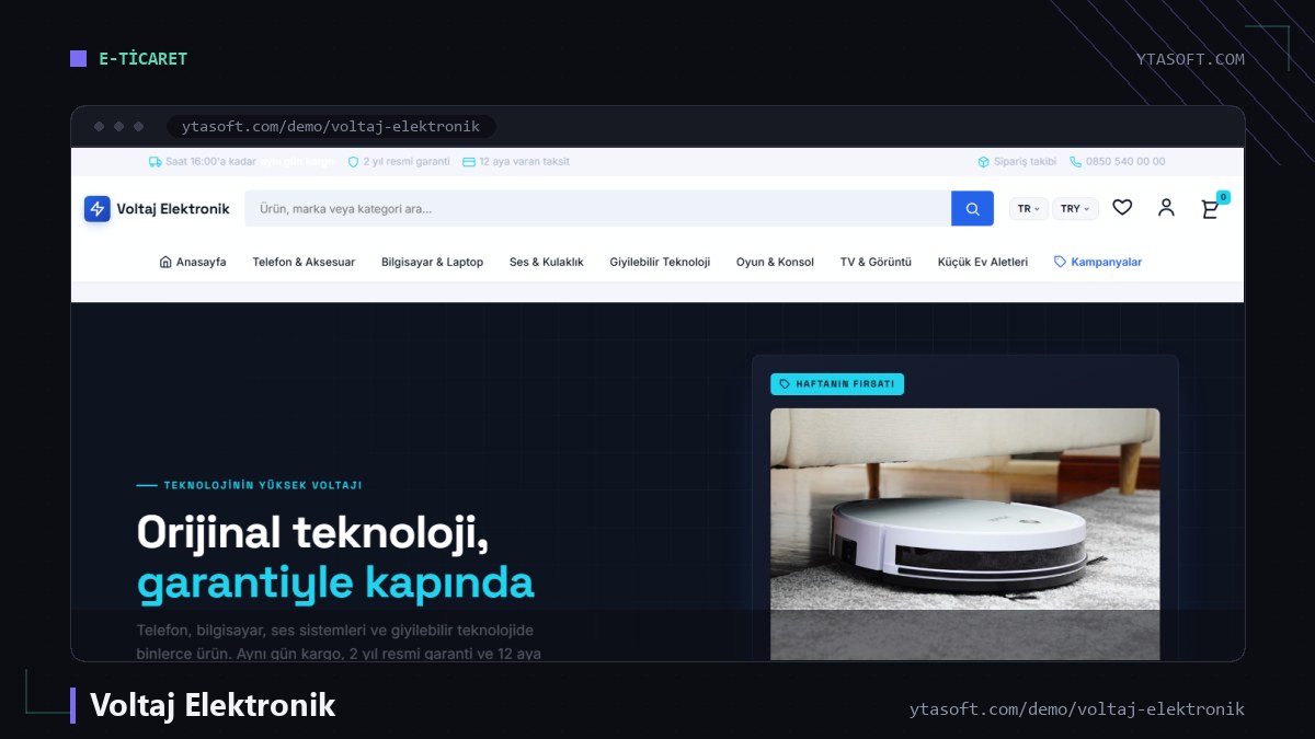 Voltaj Elektronik hazır site ekran görüntüsü