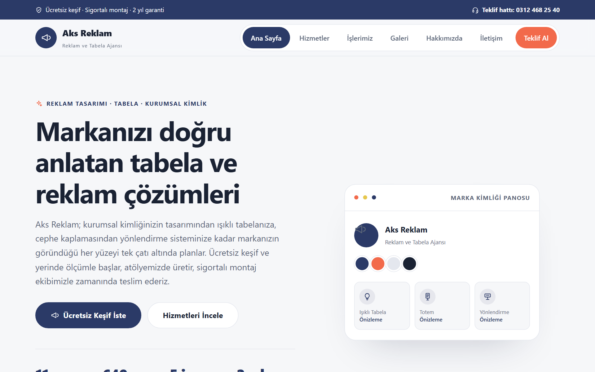 Aks — Açık & Kurumsal Reklam Ajansı / Tabela Web Sitesi — ekran görüntüsü 1