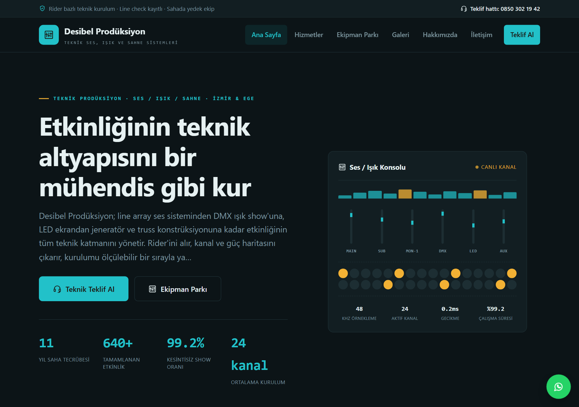 Desibel — Teknik & Dashboard Etkinlik Prodüksiyon / Rider Web Sitesi — ekran görüntüsü 1