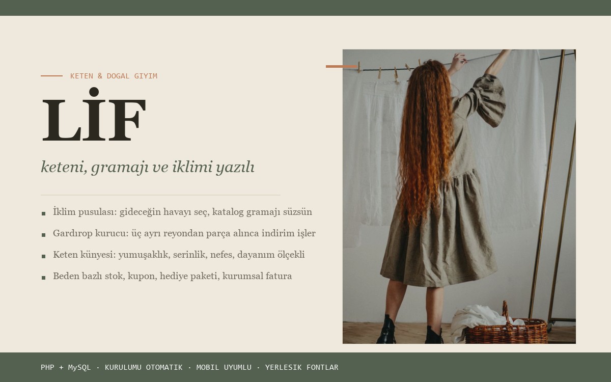 LİF keten ve doğal giyim e-ticaret scripti kapak görseli