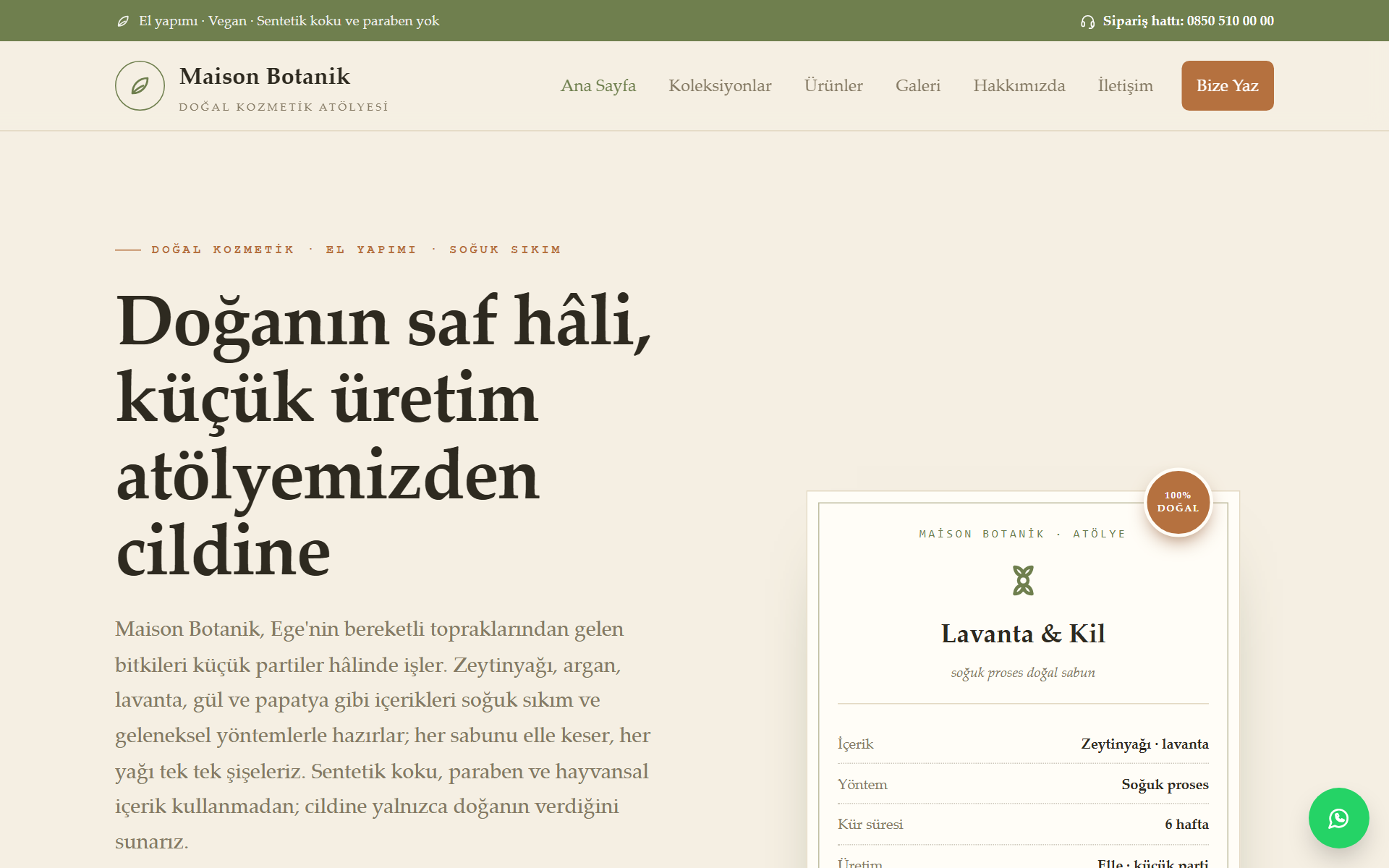 Maison Botanik — Doğal ve Organik Kozmetik Atölyesi Web Sitesi görünümü 1