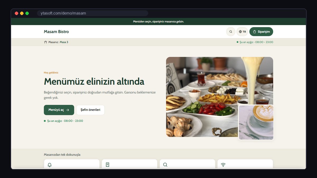 MASAM QR menü ana sayfası
