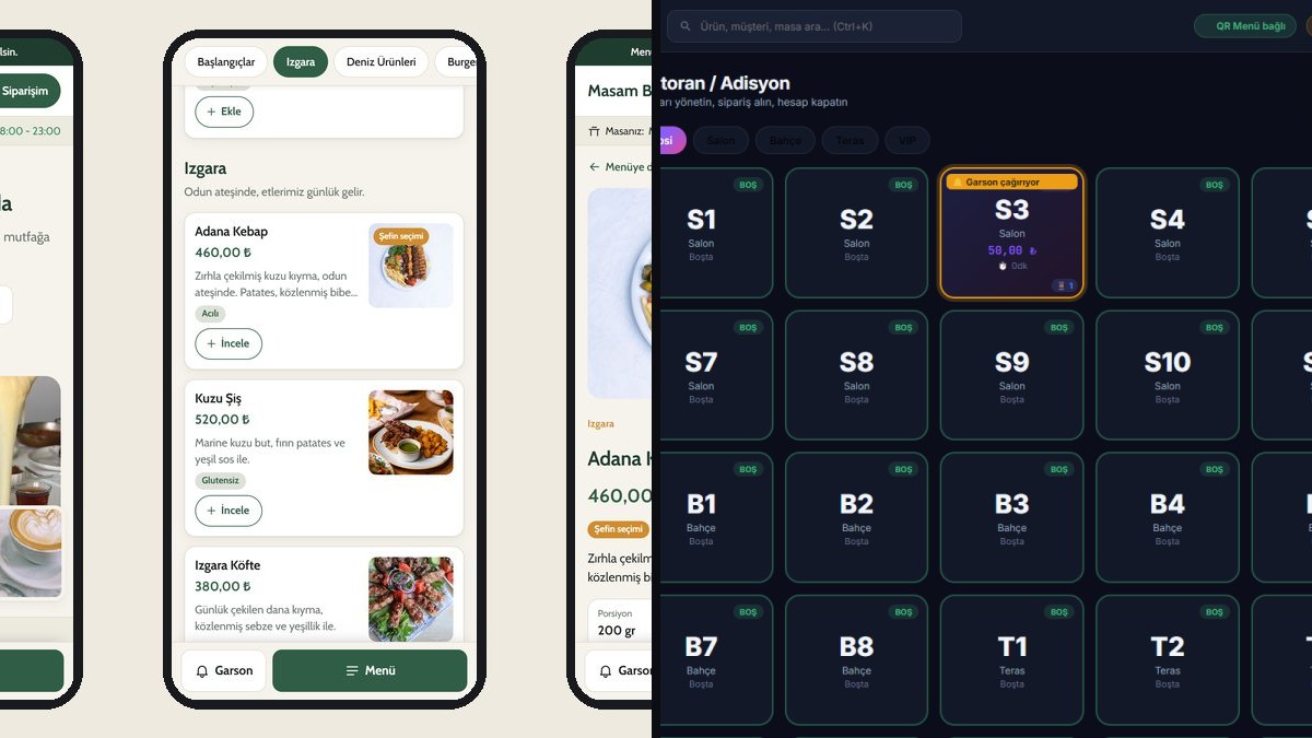 MASAM QR menü ve YPOS kasa ekranı