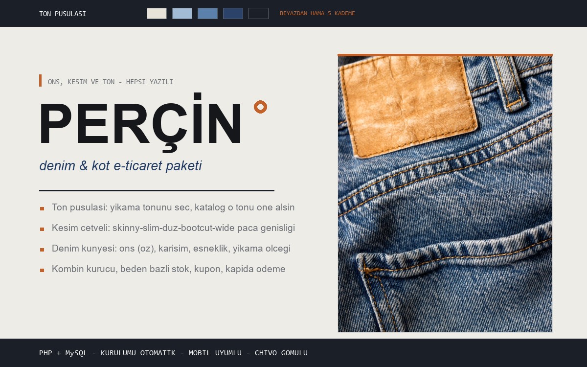 PERÇİN denim ve kot e-ticaret scripti kapak görseli