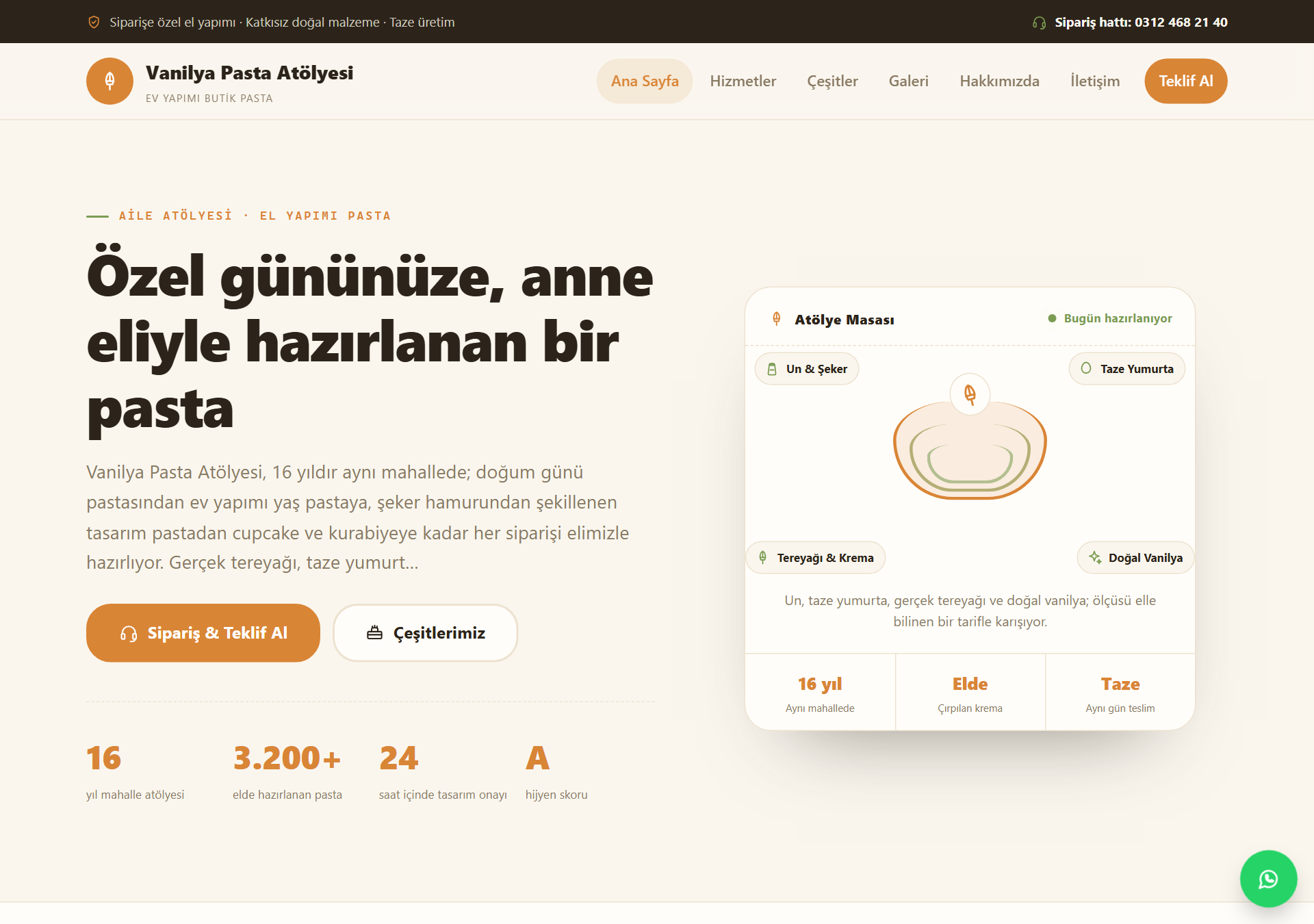 Vanilya — Sıcak & Ev Yapımı Butik Pasta Web Sitesi — ekran görüntüsü 1